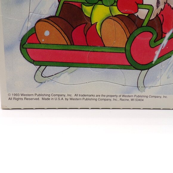 VTG 1993 Golden Books Santas Merry Ride Frame Tray Puzzle Christmas Retro 12 pc - Picture 4 of 11